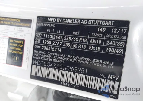 2018 Mercedes-Benz Glc 300 4Matic from USA, damaged, VIN WDC0G4KB0JV068251